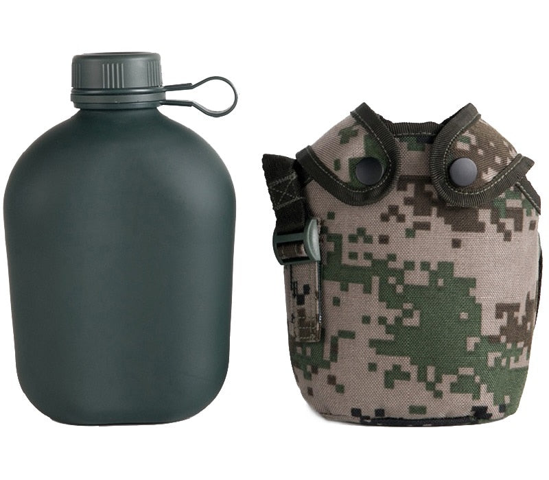 1L Outdoor Military Camping Water Canteen With Pouch