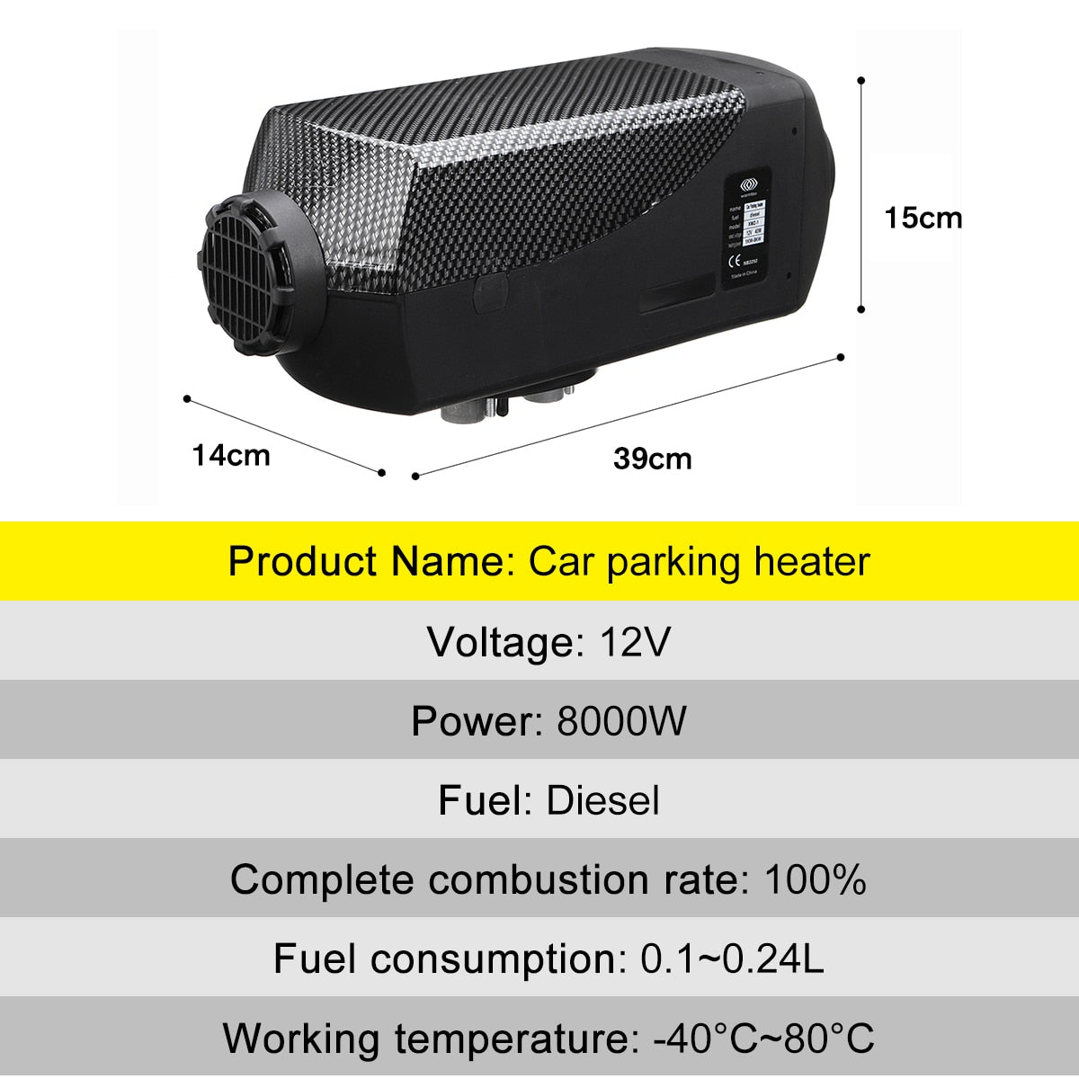 Car Heater 8KW 12V 24V Air Diesel Heater 2 Air Outlet LCD Monitor + 15L Tank Remote Control for RV Boats Trailer Truck Motorhome