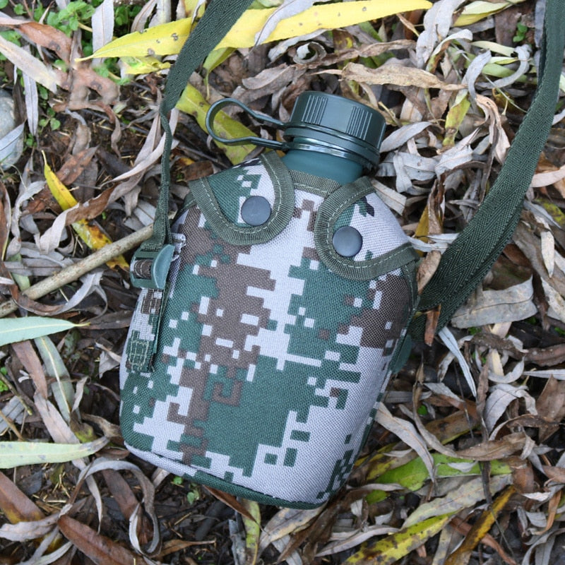 1L Outdoor Military Camping Water Canteen With Pouch