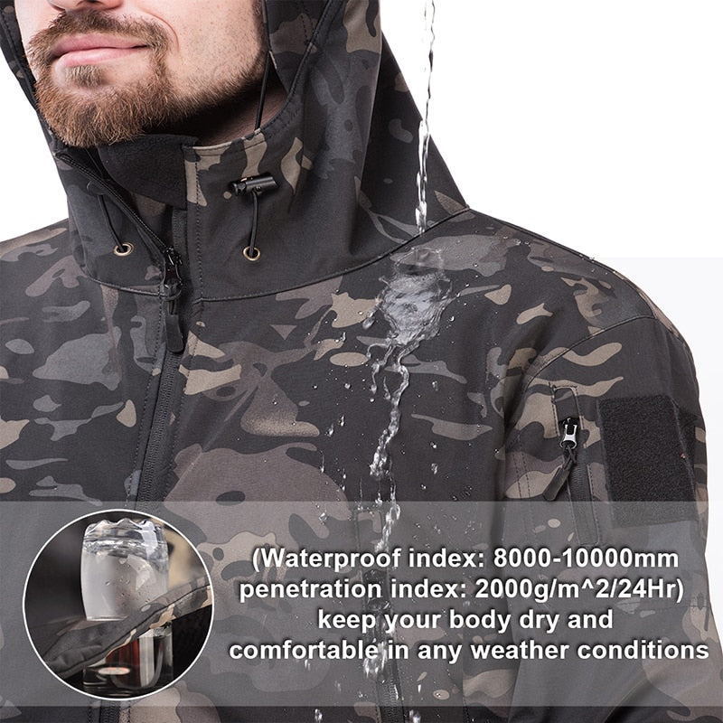 Mens Waterproof Hiking Army Jacket Windbreaker